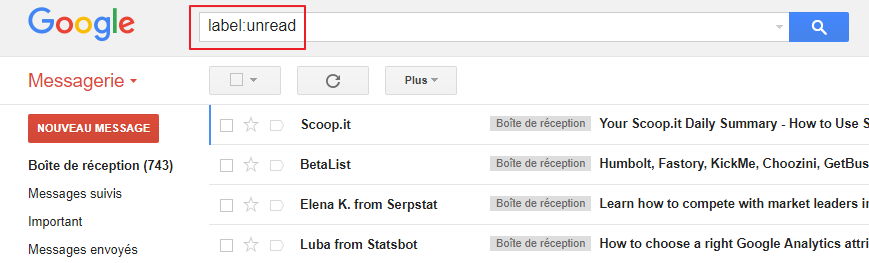 comment voir tous les messages non lus sur gmail