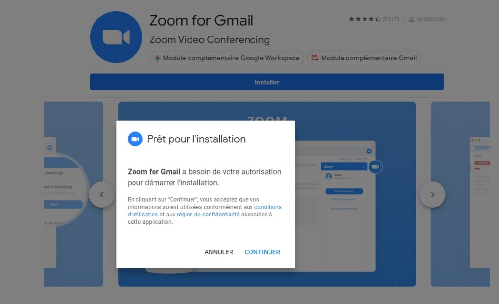 Zoom à Gmail