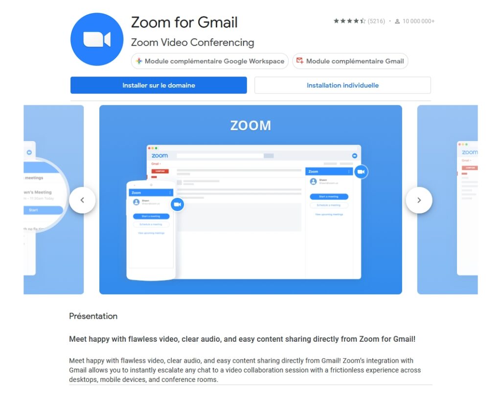 Zoom à Gmail