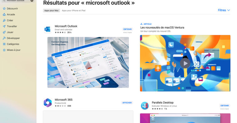 Microsoft Outlook gratuit sur Mac