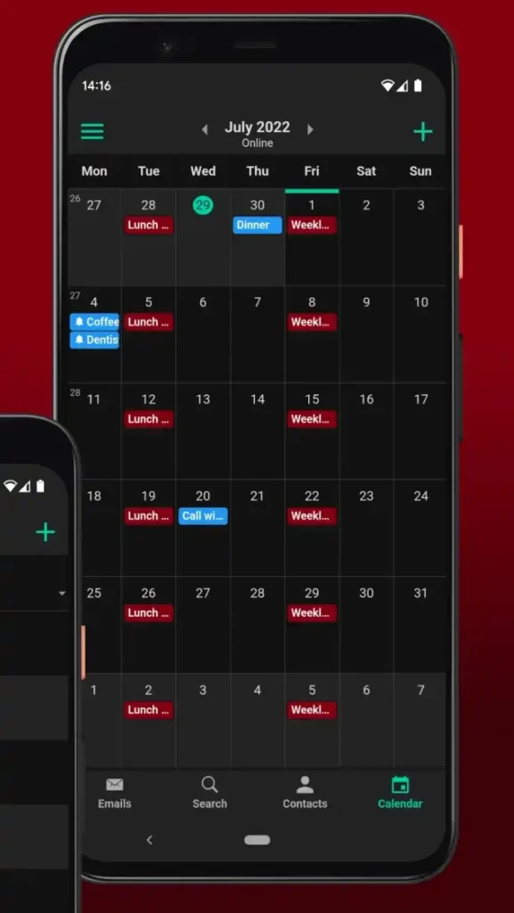 Application Calendrier Tuta sur Android et iOS