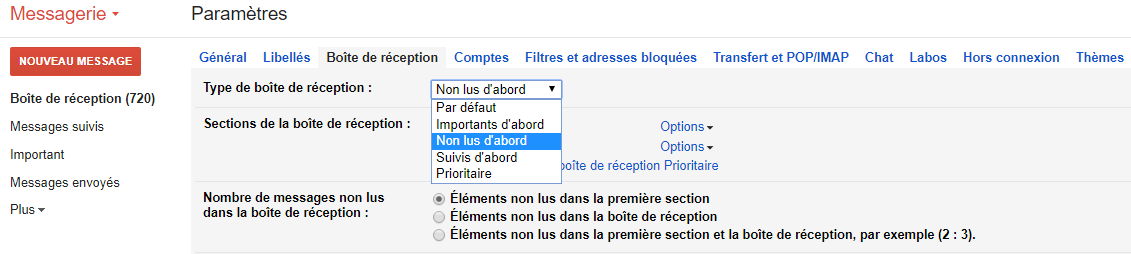 comment afficher les messages non lus sur gmail