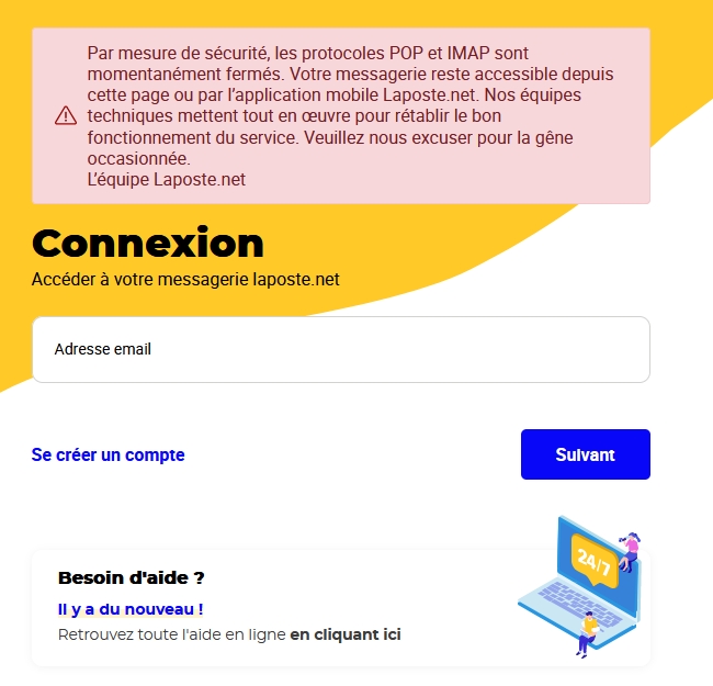 Laposte.net suspend  les protocoles POP et IMAP